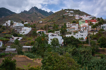 Fototapeta premium Taganana village on mountain slopes Anaga Tenerife