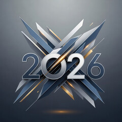 Abstract geometric shapes merging into 2026 design