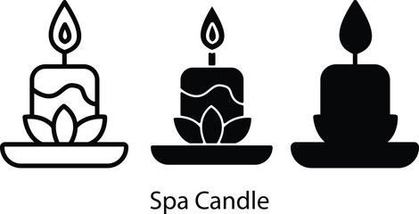 Aromatherapy Scented Candle Lotus Flower Home Decor Icon Vector Silhouette and Pictogram..eps