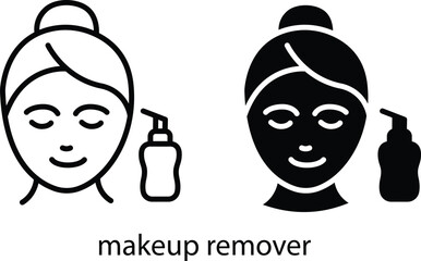 Woman Face Skincare Cleanser Beauty Product Hygiene Icon Vector Silhouette and Pictogram..eps