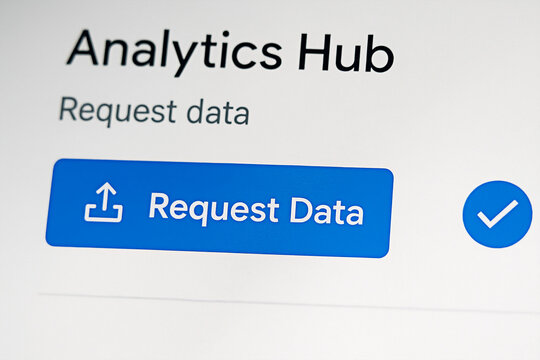 Analytics Hub - Request Data button icon for the concept of data analysis and information request.