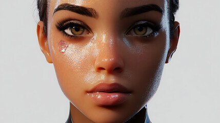 Expression of emotion through adaptive skin color on futuristic face 