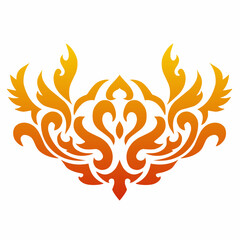 Elegant Fiery Phoenix Ornament Vector