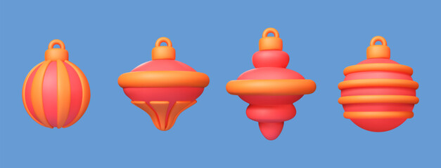 Christmas baubles set 3D