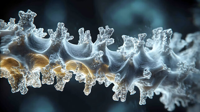 Crystal-like growths forming along collarbone under controlled mutation 