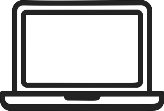 Laptop computer sketch hand drawn simple outline icon. Vector illustration