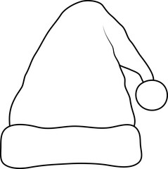 Santa hat line drawing transparent PNG. Santa hat vector illustration. Santa hat outline. Santa hat drawing. Santa hat doodle. Santa hat line art PNG.