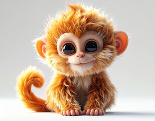 Adorable Baby Monkey with Big Eyes and Fluffy Fur.