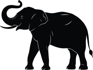 Obraz premium Walking Elephant Silhouette – Isolated on Transparent Background Black Wildlife Vector Illustration