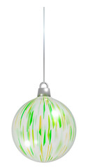 3D Green and Yellow Brushstrokes Christmas Ball Ornament on a String