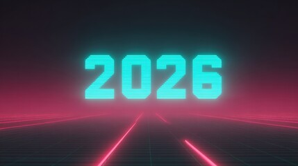 Futuristic digital representation of the year 2026