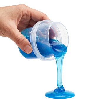 Hand pouring liquid detergent gel measuring cap isolated white background png transparent cutout laundry washing blue fluid viscosity cleaning product household chores soap bubble studio shot