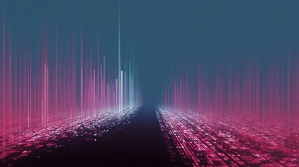 Abstract Digital Waves in Vibrant Colors Creating a Futuristic Landsca