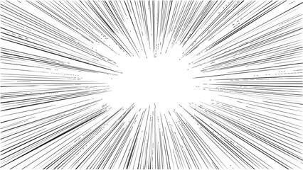 Naklejka premium Speed lines sketch hand drawn radiating from center comic action burst. Vector illustration