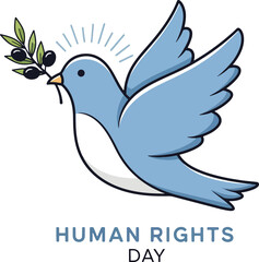 Obraz premium A gentle blue dove with an olive branch symbolizes peace and the celebration of human rights day, Generative Ai