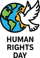 Obraz premium White t shirt design featuring a dove of peace flying over the earth for human rights day celebration, Generative Ai