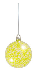 3D Yellow Glitter Speckled Christmas Ball Ornament on a String