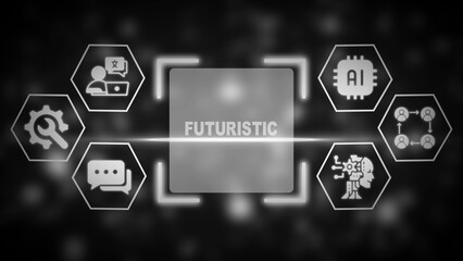 Futuristic technology concept with icons for A I machine learning communication and teamwork artificial intelligence