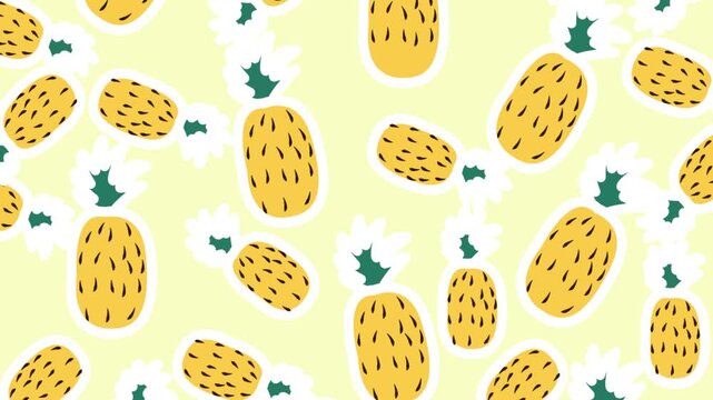 Pineapple animation with yellow background