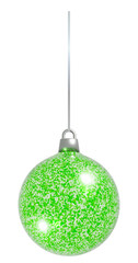 3D Green Glitter Speckled Christmas Ball Ornament on a String