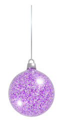 3D Purple Glitter Speckled Christmas Ball Ornament on a String