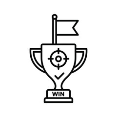 Obraz premium Win Trophy Icon with Target, Checkmark, and Flag