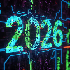 Pixel pattern shaping 2026, abstract cyber style