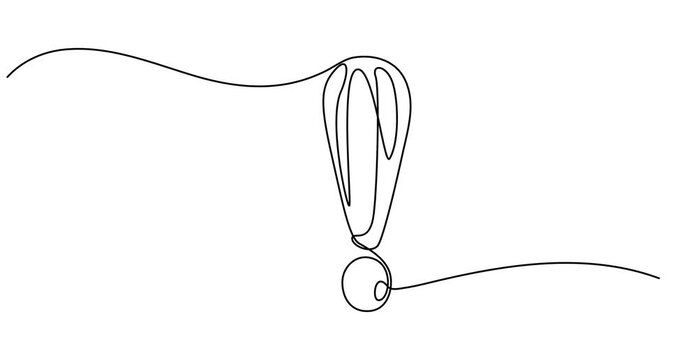Animated self drawing of  Exclamation mark in one continuous line drawing vector illustration. Pro vector, Exclamation mark,