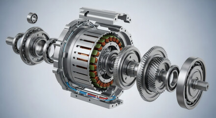 Electric Motor and Gearbox Powertrain Mechanism with Isolated Parts
