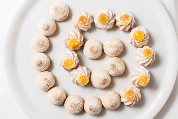 food presentation plate with fresh Sardinian sweets, organic, handmade, pastry