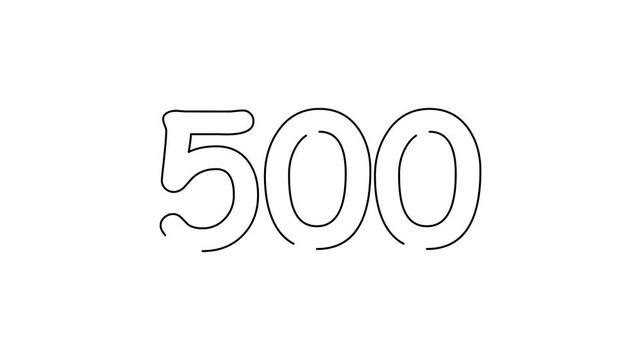 500 date, number object business. One line drawing doodle hand drawn picture. Video 4k  object illustration, minimalism hand drawn sketch design modern new