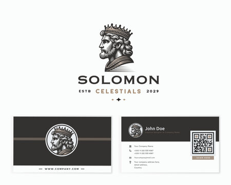 vintage Monarch king solomon crown face head logo template

