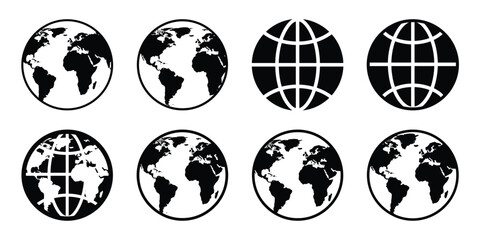 globe silhouette simple icon set