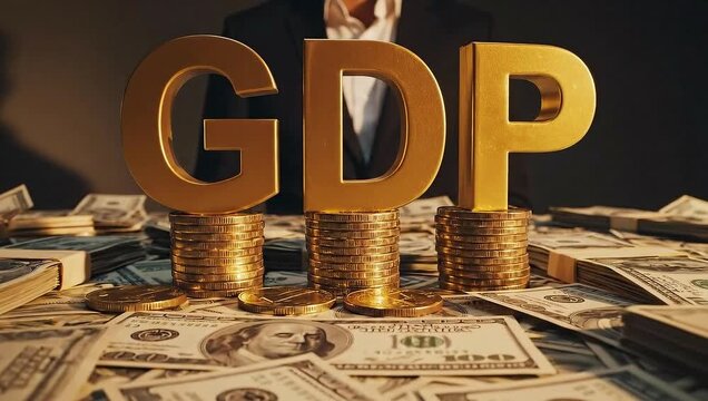 Gross Domestic Product Concept with Money and Coins.