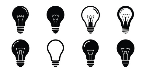 light bulb silhouette icon set