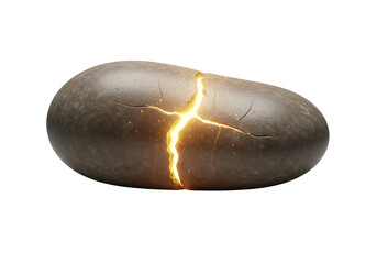 Stone cracked glowing with light energy inside transparent background png