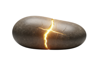 Stone cracked glowing with light energy inside transparent background png