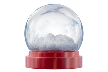 3d empty christmas snow globe icon. christmas mockup concept. minimal cartoon snow globe glass dome podium for holiday sale banner. isolated on white background. 3d render.