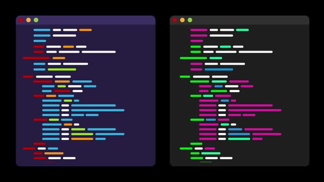 Program code scrolling up - flat design style