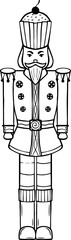 Line art nutcracker with holiday sweets decor