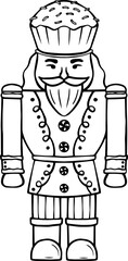 Line art nutcracker with holiday sweets decor