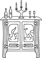 Fireplace with decorations, cozy winter time