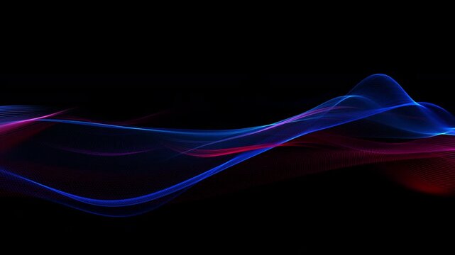 Abstract pink blue color waves on a black background. Technology intros, sci-fi visuals, motion graphics overlays. Looping 4K resolution Alpha Channel ProRes444