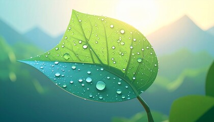 water drops on green leaf