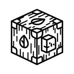 Isometric Wood and Leaf Block Icon