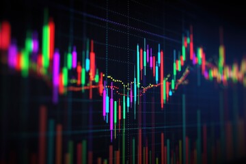 A genuine light background with a stock market graph, candlestick chart, or trading chart on a dark screen.