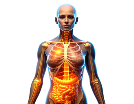 Female Digestive System Highlighted in 3D Anatomy Scan