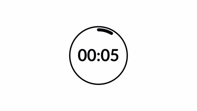 One minute countdown animation 0 from seconds to 60 second with alpha channel, 1 minute countdown timer on transparent background, one minute countdown video.