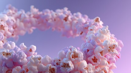 Snack branding, food product marketing and creative commercial visuals highlight a pastel popcorn ring in a stylized promotional setup. Image increases relevance for snack campaigns, cinema