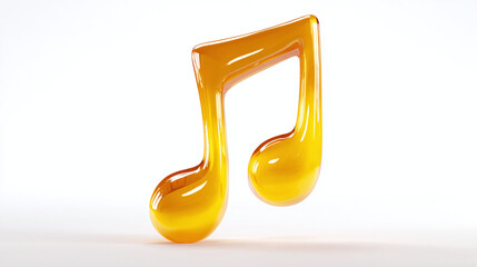 A single golden musical note floating in the air. The note appears to be made of a shiny, liquid gold substance. The image is clean and simple